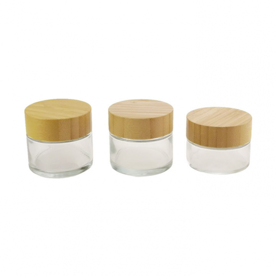 Aluminum Cosmetic Face Cream Container Jar With Bamboo Wood Lid